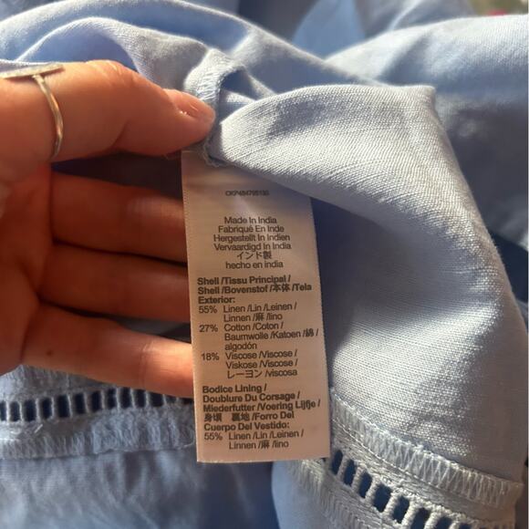 Madewell Sweetheart Midi Dress in Linen-Cotton Blend Powder Blue NEW Size 2 - Picture 8 of 9